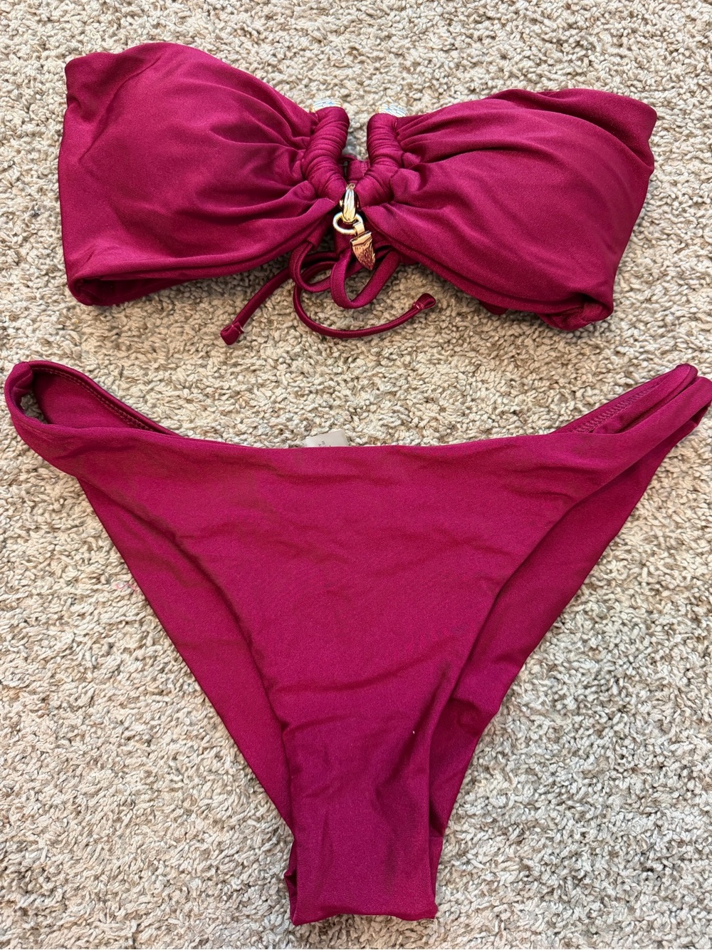 Strapless Bandeau Bikini Set in Berry